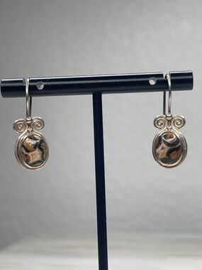 Sajen Sterling Silver Jasper Bali Scroll Drop Earrings